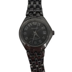 Vintage Sharp Stainless Steel Watch Black Dial Ladies Timepiece Repair/Parts